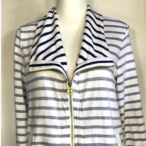 MICHAEL KORS TRUE NAVY STRIPED FRENCH TERRY SWEATSHIRT